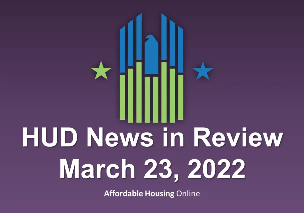 HUD News in Review banner image for March 23, 2022
