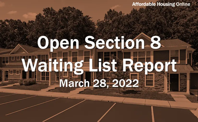 Open Section 8 Waiting List Report: March 28, 2022