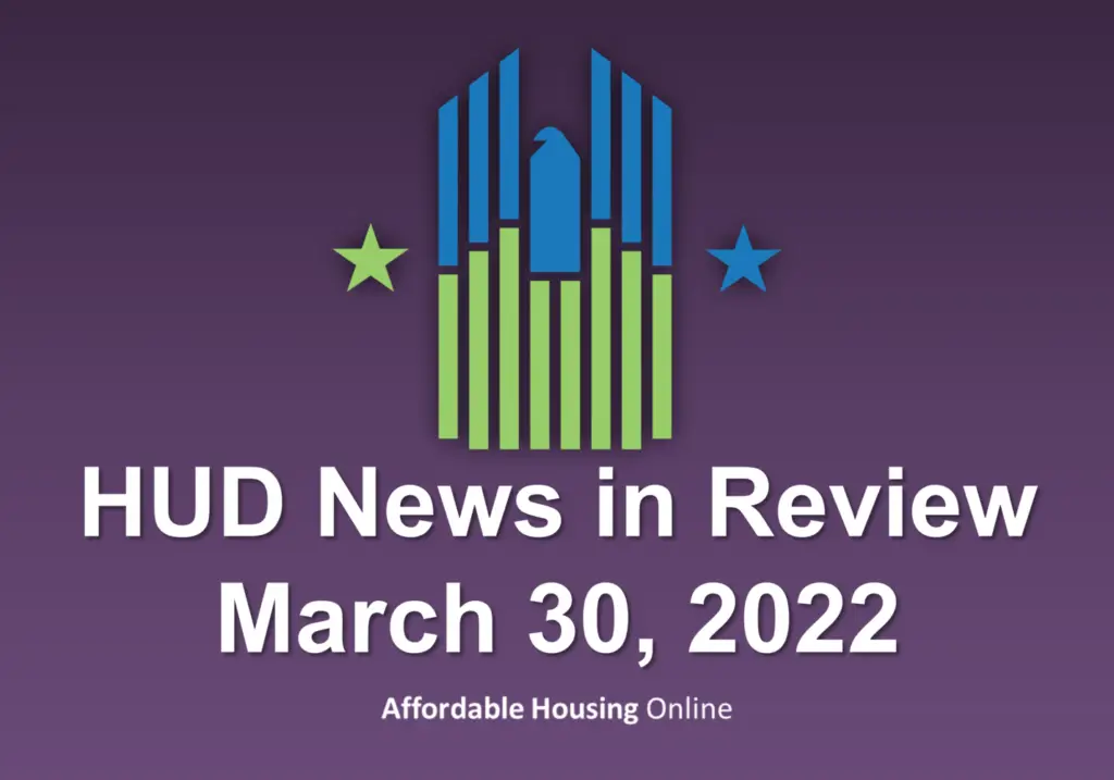 HUD News in Review banner image for March 30, 2022