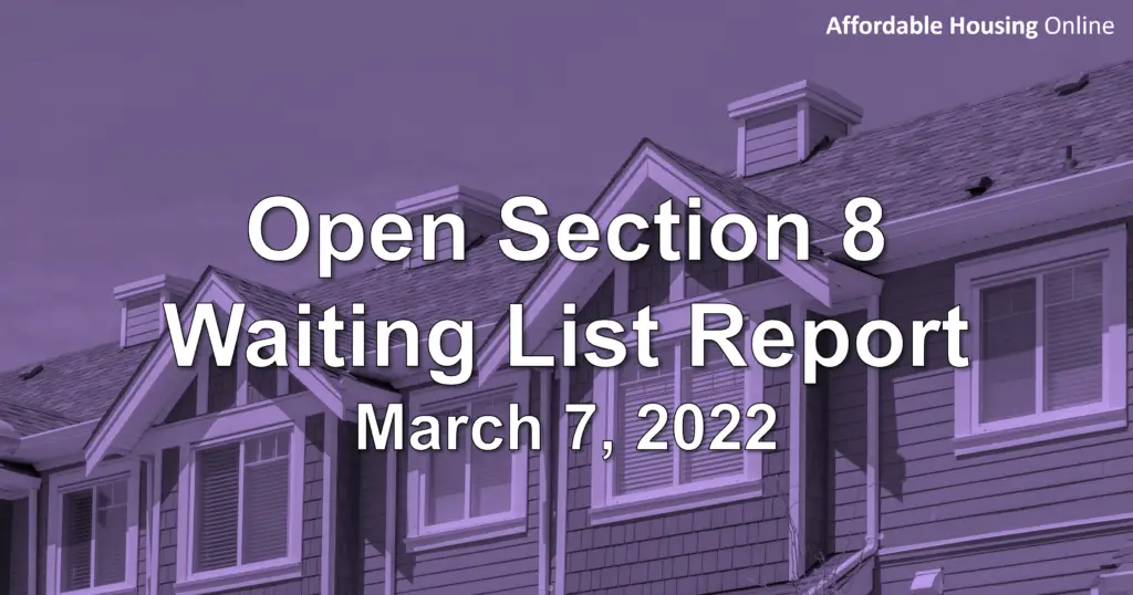Open Section 8 Waiting List Report Banner image for March 7, 2022