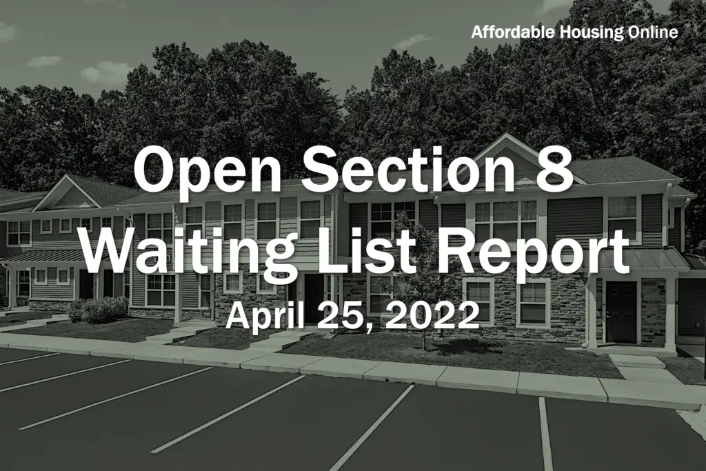 Open Section 8 Waiting List Report April 25, 2022 Affordable Housing