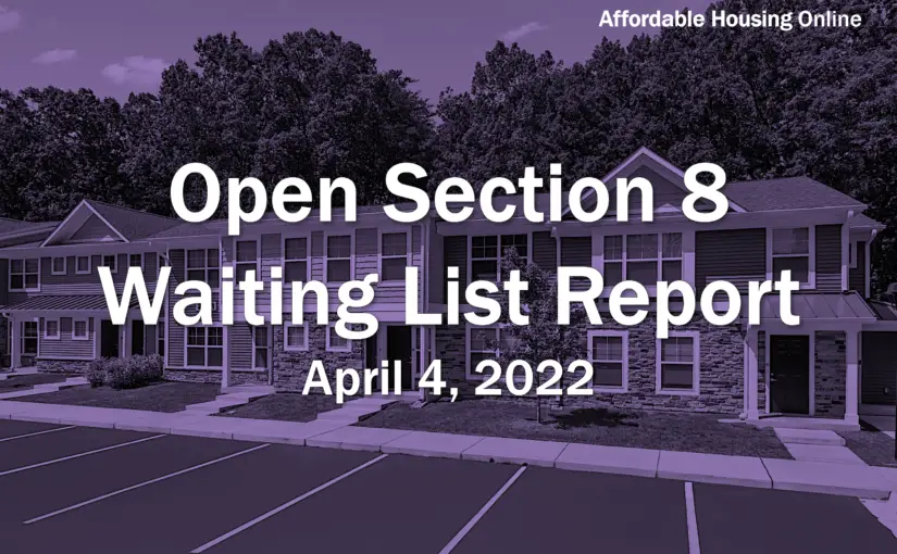 Open Section 8 Waiting List Report: April 4, 2022