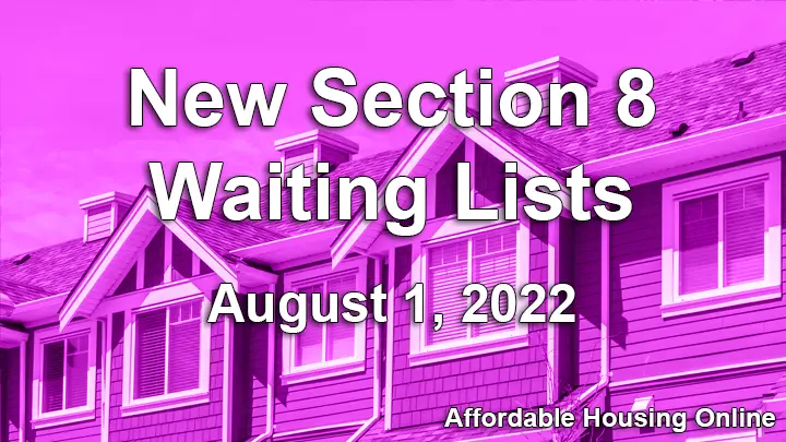 New Section 8 Waiting List Announcements: August 1, 2022