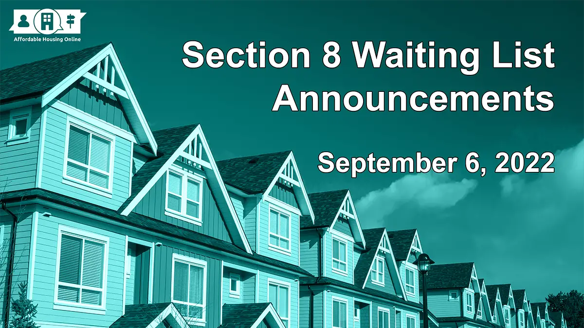 Section 8 Waiting List Announcements: Sept. 6, 2022