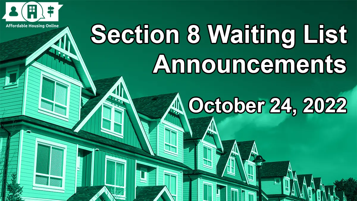 Section 8 Waiting List Announcements Banner image for October 24, 2022 - Affordable Housing Online