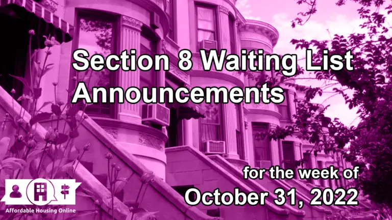 Section 8 Waiting List Announcements: Oct. 31, 2022 | AHO News