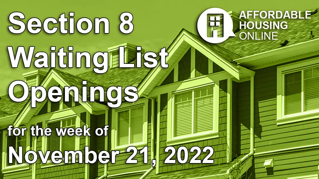 Section 8 Waiting List Openings Banner image for November 21, 2022 - Affordable Housing Online