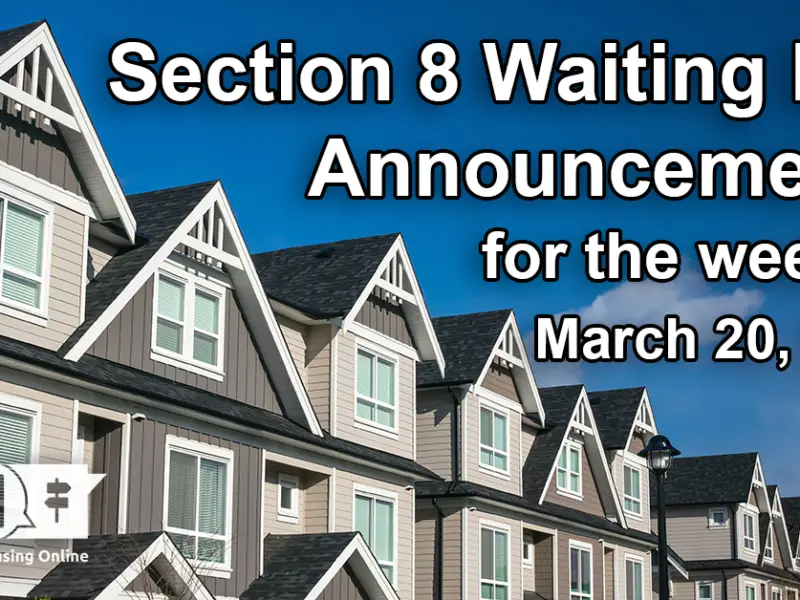 Section 8 Waiting List Announcements Banner image for the week of March 20, 2023 - Affordable Housing Online