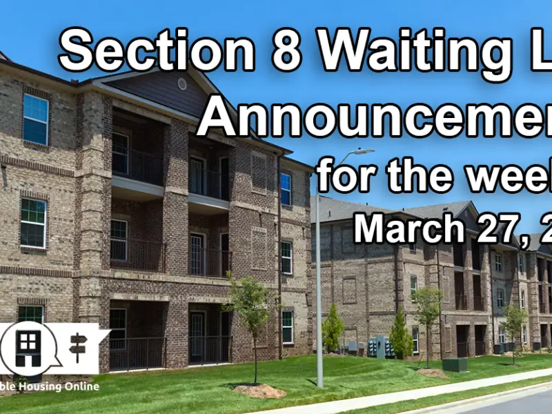 Section 8 Waiting List Announcements Banner image for the week of March 27, 2023 - Affordable Housing Online