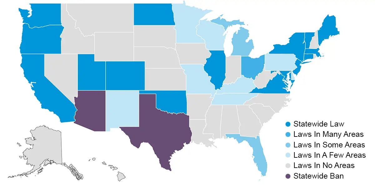 Image of a heat map that shows state and local governments across the nation have passed anti-discrimination protections for renters with a Section 8 Voucher.