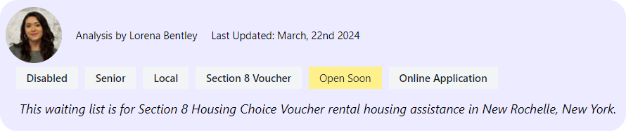 Screenshot example of the new waiting list summary section on Affordable Housing Online waiting list pages.