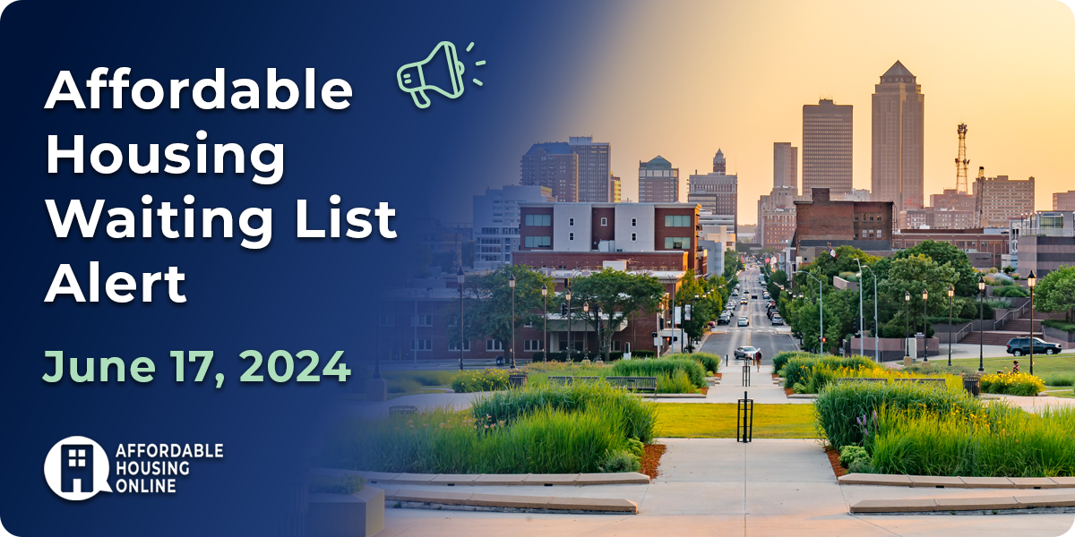 Affordable Housing Waiting List Alert: June 17, 2024