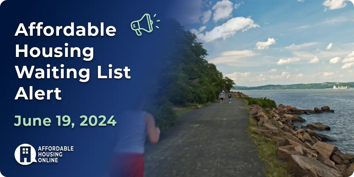 Affordable Housing Waiting List Alert: June 19, 2024 Banner Image. A photo of Rockland County, NY is shown to the right of the title.