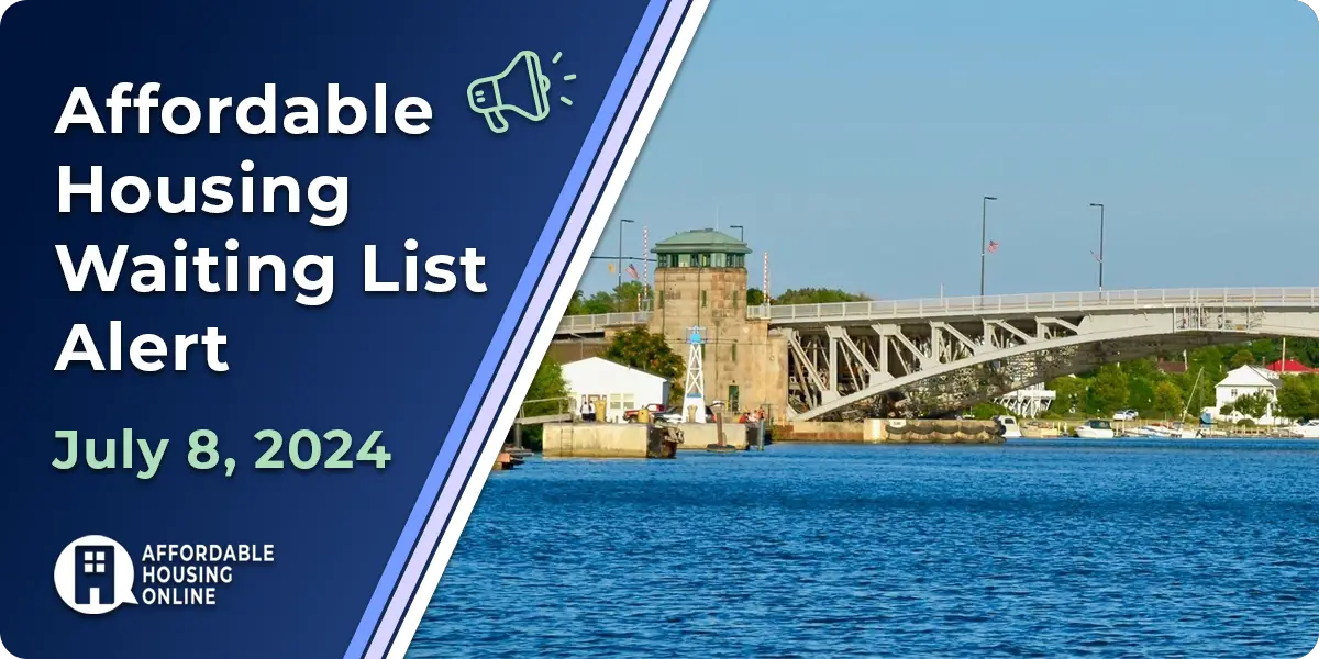 Affordable Housing Waiting List Alert: July 8, 2024 Banner Image. A photo of Lorain, OH is shown to the right of the title.